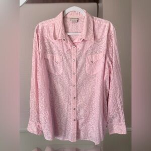 Ariat Pearl-Snap Western Shirt, Pink Paisley /Sheer